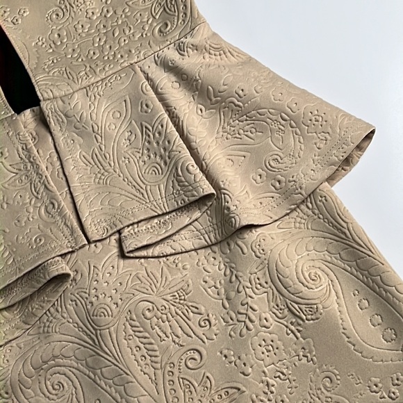 GUESS Embossed Scuba Peplum Dress With Mesh Details NEW - Picture 7 of 8